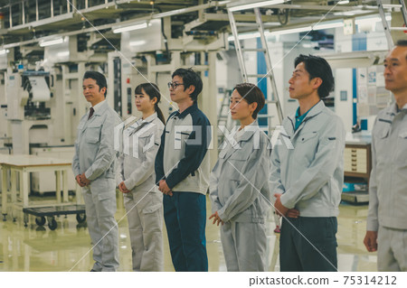 Factory morning assembly Factory morning assembly 75314212