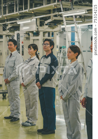 Factory morning assembly Factory morning assembly 75314215