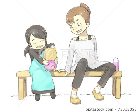 A place where mother and daughter are relaxing on the performance bench A place where mother and daughter are relaxing on the performance bench 75315055