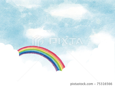 天空和彩虹的水彩插圖 75316566