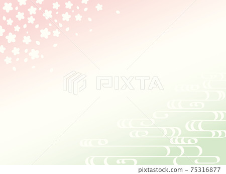 Japanese style background of waves and peaches like Japanese paper 75316877