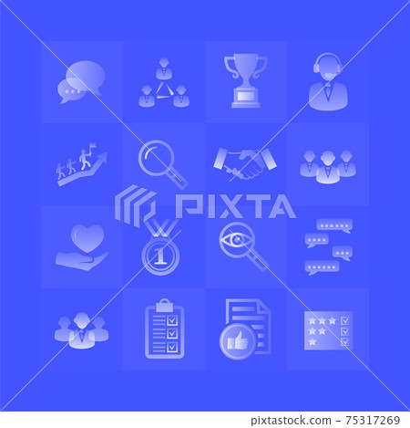 Service customer gradient icons set on blue background 75317269