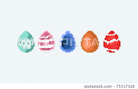 Pixel art set of fantasy easter egg icon design. 75317326