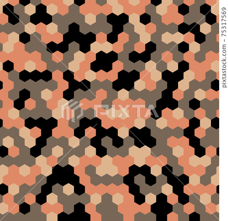 Hexagon Orange Camouflage seamless patterns Hexagon Orange Camouflage seamless patterns 75317569