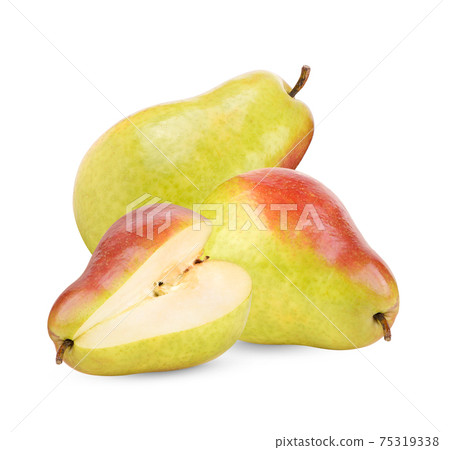 Ripe pears isolated on white background 75319338