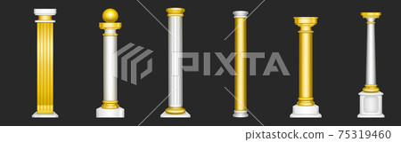 Ancient white and gold greek columns Ancient white and gold greek columns 75319460