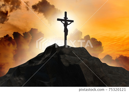 Religious concept with cross against sky Religious concept with cross against sky 75320121