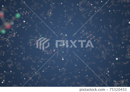 Meglumine iotroxate molecule. Ball-and-stick molecular model. Chemistry related 3d rendering Meglumine iotroxate molecule. Ball-and-stick molecular model. Chemistry related 3d rendering 75320431