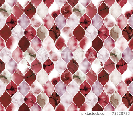 Watercolor moroccan pattern red 75320723