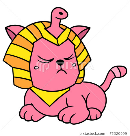 cute pet cat decorated in egyptian sphinx costume, doodle icon image kawaii cute pet cat decorated in egyptian sphinx costume, doodle icon image kawaii 75320999