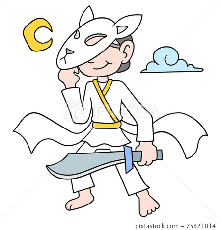 a hitman carrying a sword in the middle of the night wearing a mask ready to attack, doodle icon image kawaii a hitman carrying a sword in the middle of the night wearing a mask ready to attack, doodle icon image kawaii 75321014