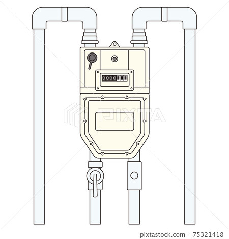 Illustration of a microcomputer meter Gas meter vector with a shutoff device that incorporates a microcomputer controller into a gas meter 75321418