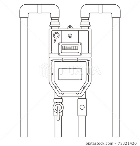 Illustration of a microcomputer meter Gas meter vector with a shutoff device that incorporates a microcomputer controller into a gas meter 75321420