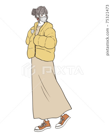 時裝插畫_冬季/編織口罩 75321473