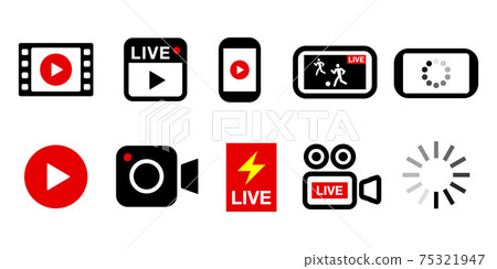 Video Video Live Streaming Button Icon Multiple Set Illustration 75321947