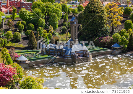 The Hague, Netherlands - April 26, 2017: Castle in Madurodam miniature park in The Hague The Hague, Netherlands - April 26, 2017: Castle in Madurodam miniature park in The Hague 75321965