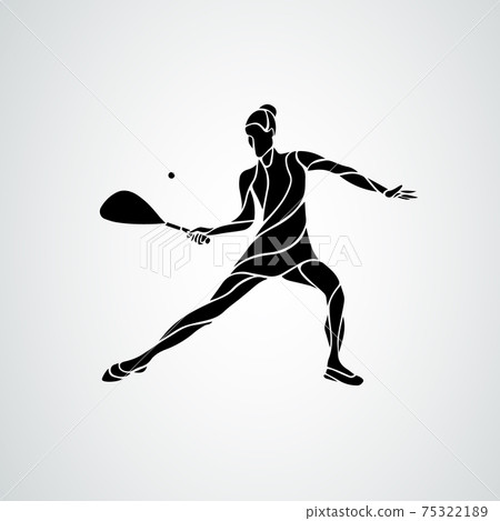 Squash player female creative abstract silhouette vector 75322189