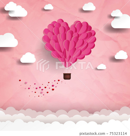 Balloon Hearts With Pink Sky - Stock Illustration [75323114] - PIXTA