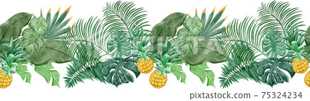 熱帶熱帶植物連續線模式 熱帶熱帶植物連續線模式 75324234