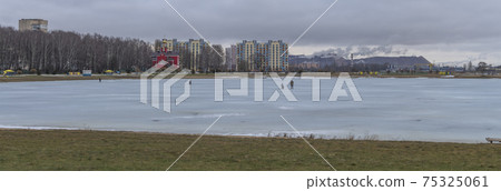 Residential buildings on the background of industrial production 75325061