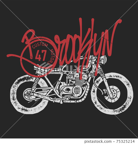 Vintage Motorcycle hand drawn vector print design 75325214
