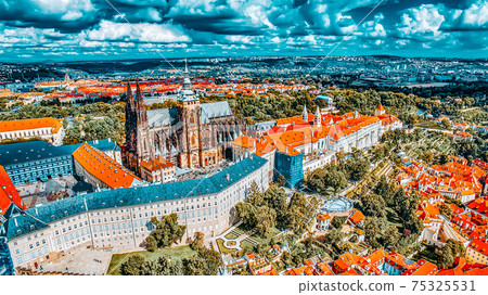Area Lesser Town of Prague, near the church Saint Vitus, Ventseslaus and Adalbert. Czech Republic. Area Lesser Town of Prague, near the church Saint Vitus, Ventseslaus and Adalbert. Czech Republic. 75325531