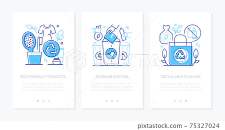 Zero waste - modern line design style web banners Zero waste - modern line design style web banners 75327024