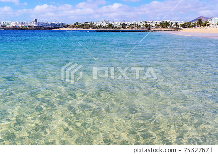 Costa Teguise beach, Lanzarote, Canary Islands, Spain Costa Teguise beach, Lanzarote, Canary Islands, Spain 75327671
