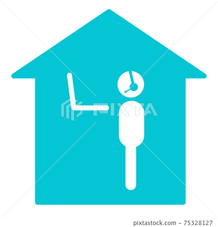 Icon of a person who works remotely while standing for health Standing WFHillust Icon of a person who works remotely while standing for health Standing WFHillust 75328127