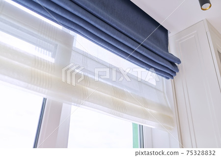 Roman blind in the interior detail close-up 75328832