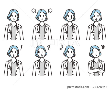 Female doctor facial expression set 75328945