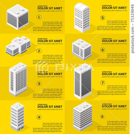 City infographics in isometric with skyscrapers, streets, and trees. City infographics in isometric with skyscrapers, streets, and trees. 75329049