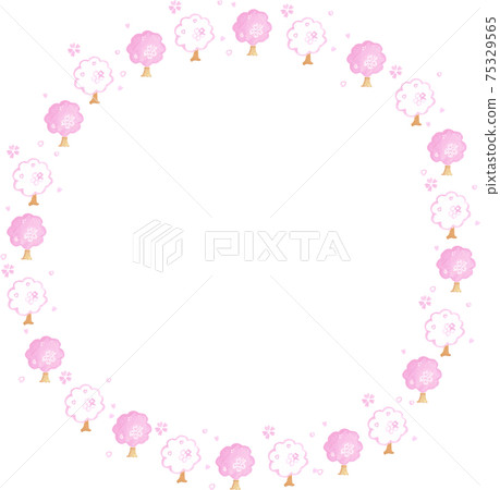 Sakura watercolor round frame Sakura watercolor round frame 75329565