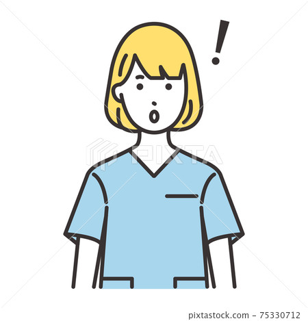 Female nurse facial expression surprised Female nurse facial expression surprised 75330712