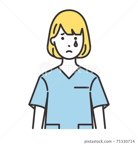 Female nurse facial expression crying Female nurse facial expression crying 75330714