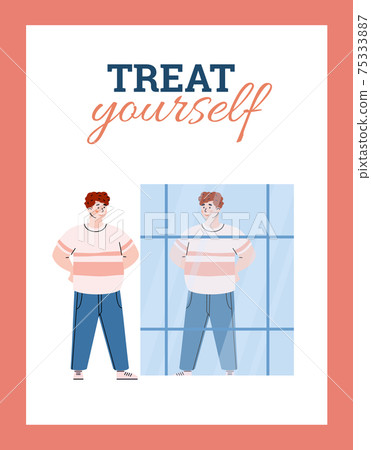 Treat yourself concept of motivational card cartoon vector illustration. 75333887