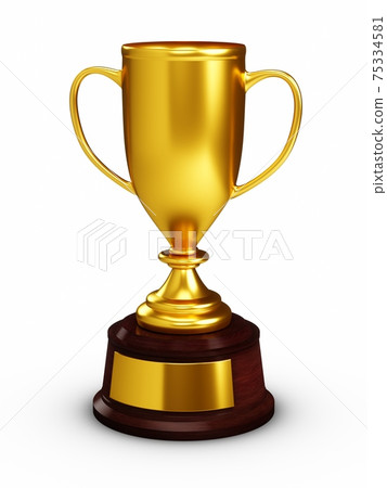 3D Rendering Golden Award Trophy Cup isolated on white background 3D Rendering Golden Award Trophy Cup isolated on white background 75334581