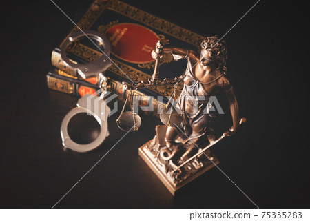 Lady justice. Statue of Justice in library 75335283