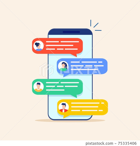Online chat messages text notification on phone 75335406
