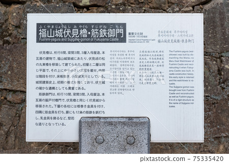 Fukuyama Castle Suji Iron Gate Information Board in Fukuyama City, Hiroshima Prefecture 75335420