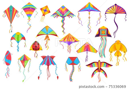 Kite and paper wind toys, cartoon summer games Kite and paper wind toys, cartoon summer games 75336069