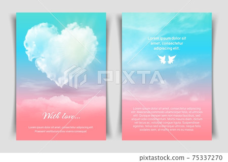 Postcard with a heart in the clouds. Postcard with a heart in the clouds. 75337270