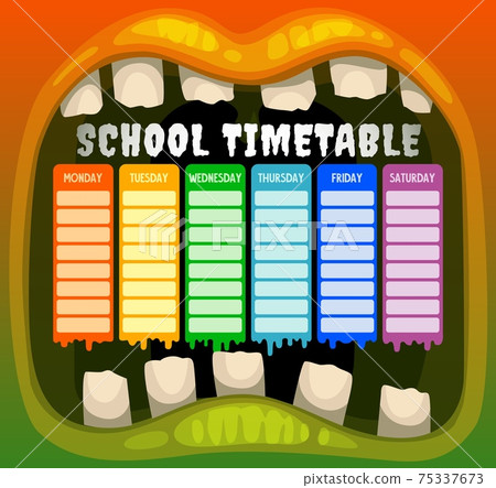 School timetable in Halloween monster mouth frame School timetable in Halloween monster mouth frame 75337673