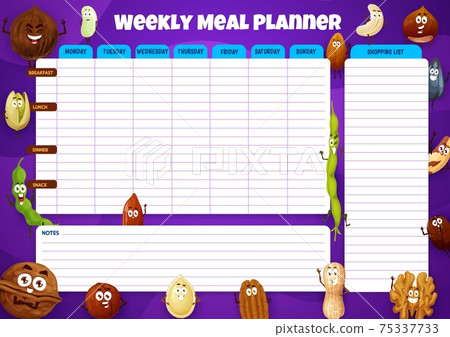 Weekly meal planner, vector food plan for week 75337733