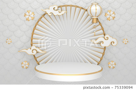 Golden Podium minimal geometric white and gold style abstract.3D rendering Golden Podium minimal geometric white and gold style abstract.3D rendering 75339094