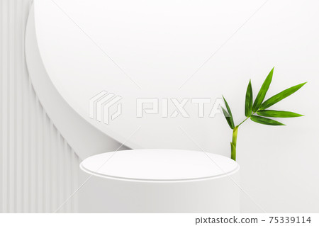 Tropical  Podium minimal geometric and bamboo japanese decoration .3D rendering 75339114