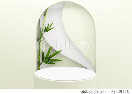 The Tropical Podium geometric and bamboo japanese decoration .3D rendering 75339168