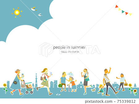 Summer scenery of the city where various people live with smiles Summer scenery of the city where various people live with smiles 75339812