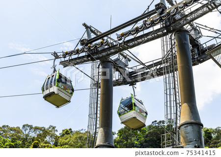 Maokong Gondola. Cable car moving across the hills, It's a gondola lift transportation system in Taipei, Taiwan 75341415
