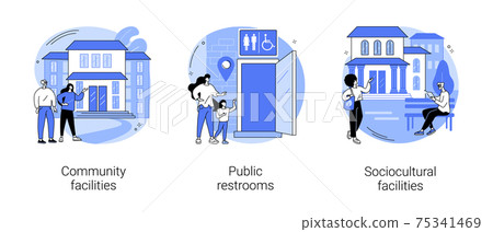 Public places abstract concept vector illustrations. 75341469